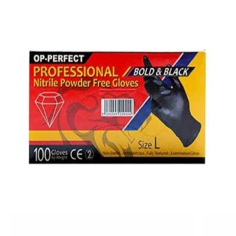 دستکش نیتریل مشکی OP Perfect حریر سایز لارج (L)
