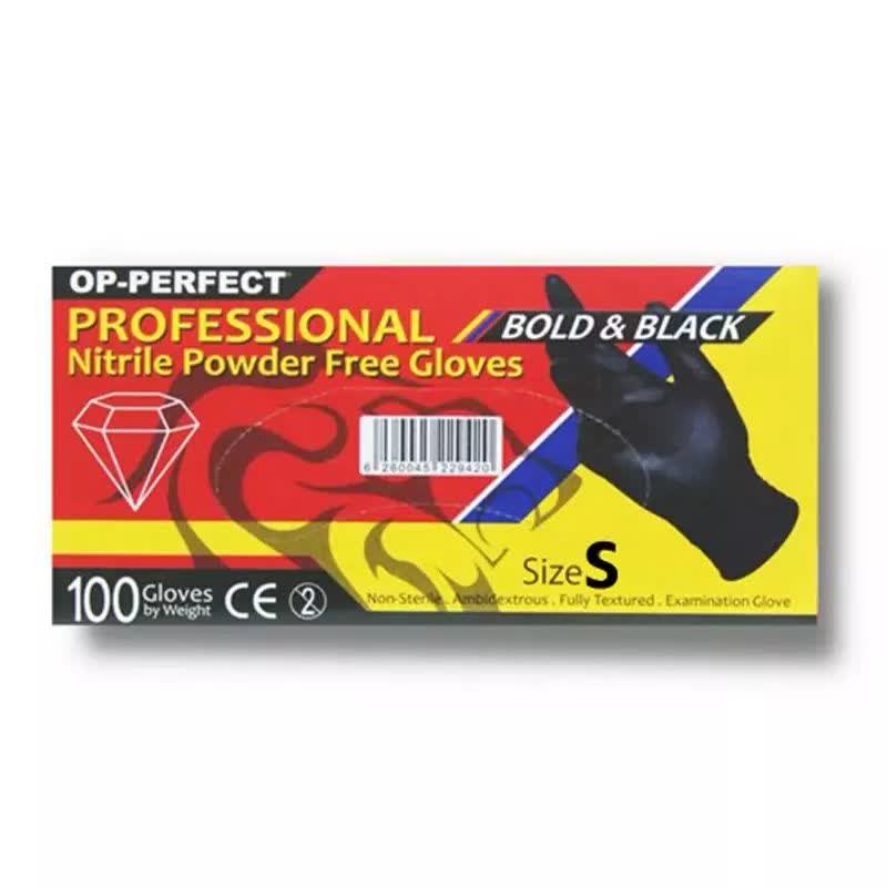 دستکش نیتریل مشکی OP Perfect حریر سایز اسمال (S)